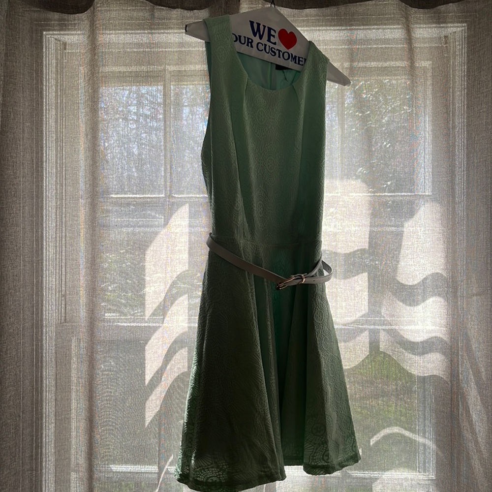 Womens Cals light green “lace” overlay dress